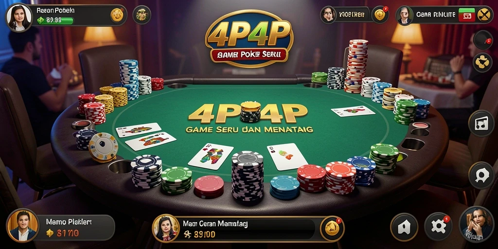 Tangkapan layar gameplay 4P4P menampilkan suasana poker yang mendebarkan.