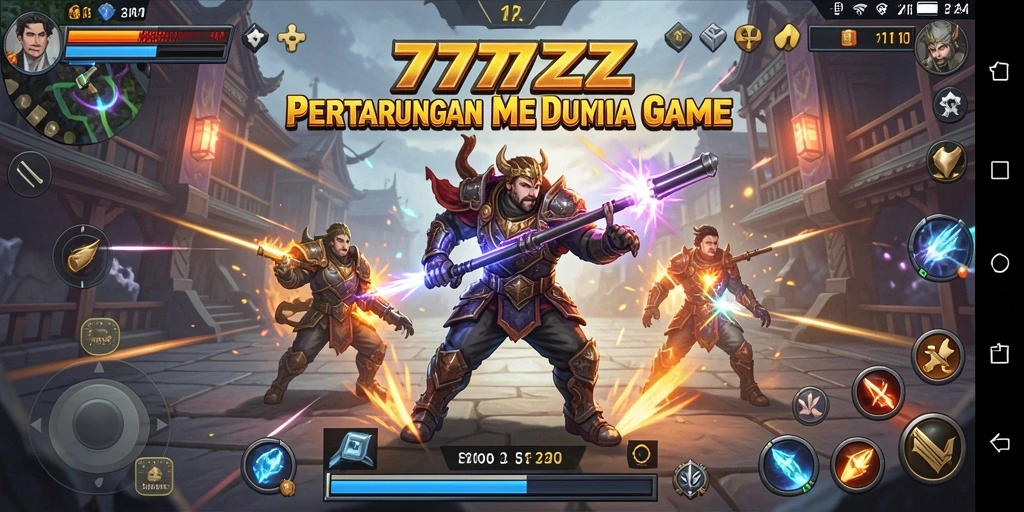 Screenshot gameplay 777ZX yang menampilkan pertarungan seru dan karakter unik.