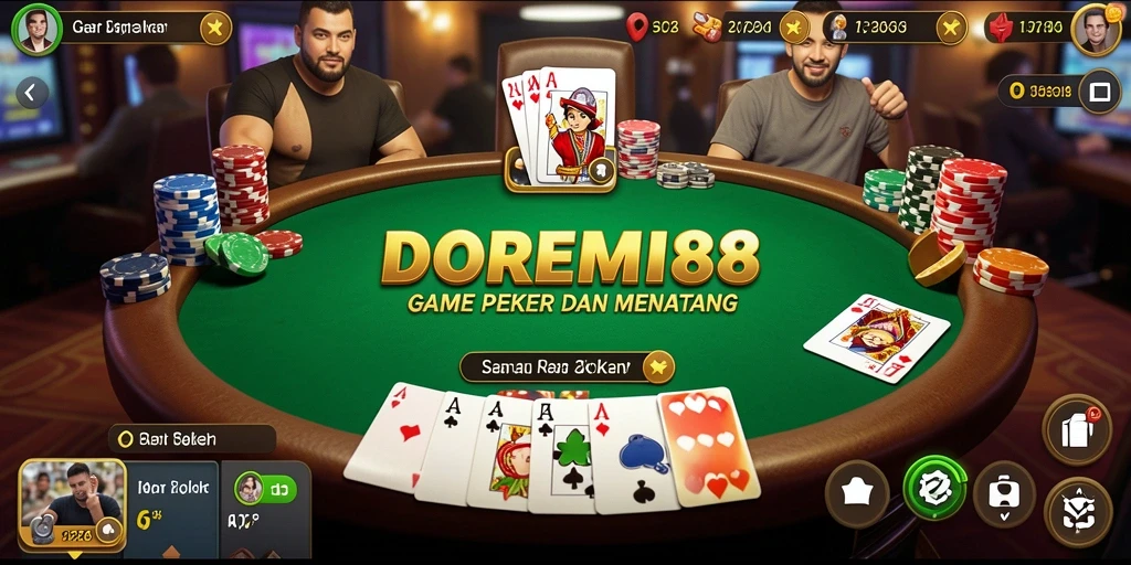 Screenshot DOREMI88 menampilkan gameplay Poker yang mendebarkan.