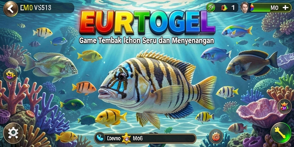 Tampilan gameplay menarik dari EUROTOGEL dengan aksi menembak ikan.