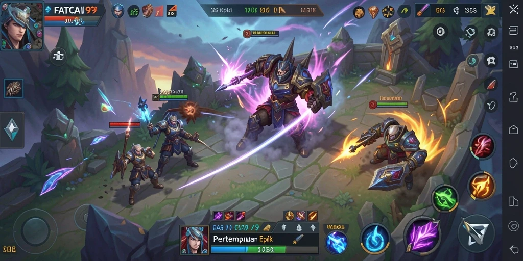 Tangkapan layar FATCAI99 menampilkan serunya gameplay MOBA.