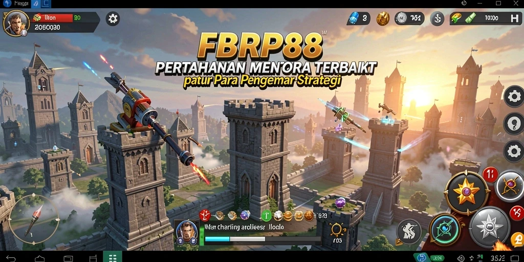 Tangkapan layar FBRP88 menunjukkan aksi pertahanan menara yang seru.