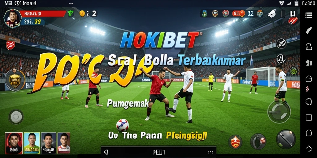 Tampilan gameplay HOKIBET dengan aksi sepak bola yang seru.