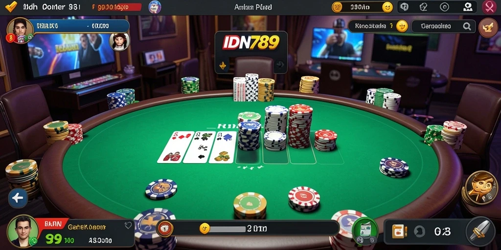 Tampilan gameplay poker yang mendebarkan di IDN789.