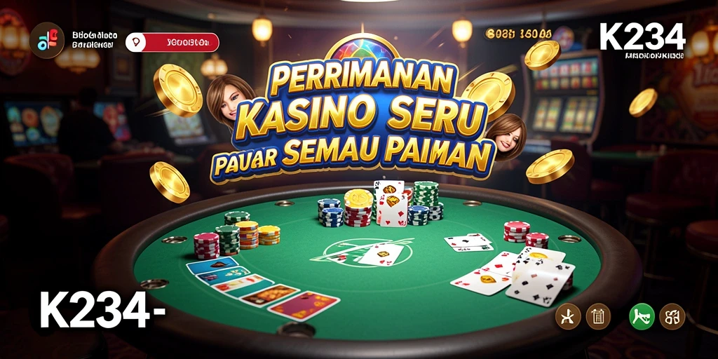 Tangkapan layar utama K234 menampilkan keseruan gameplay Kasino yang mendebarkan.