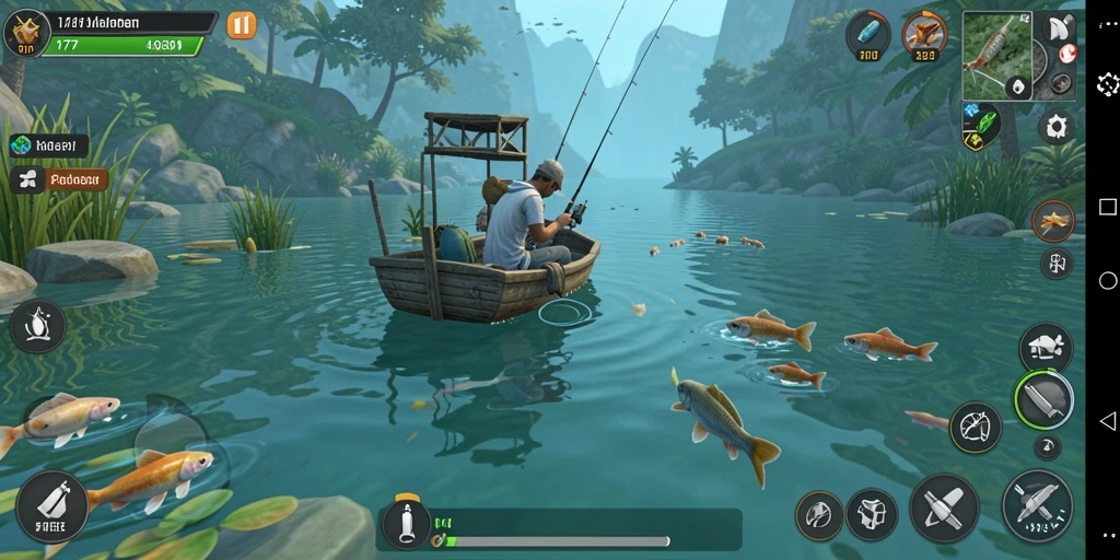 Screenshot L777 menunjukkan aksi memancing yang mendebarkan di berbagai lokasi.