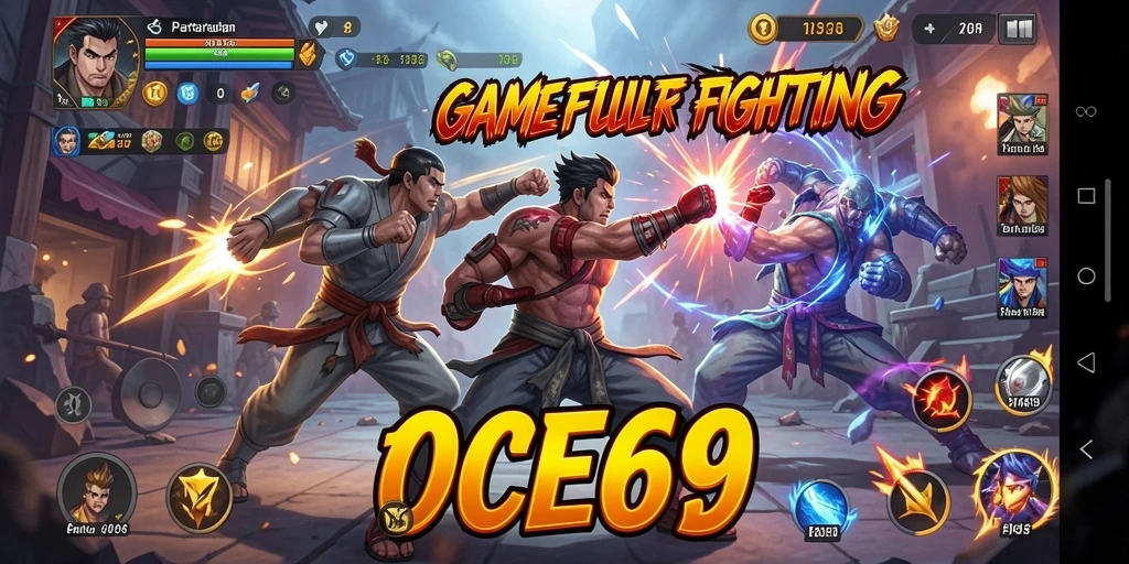 Tangkapan layar gameplay OCE69 yang menunjukkan pertarungan epik.