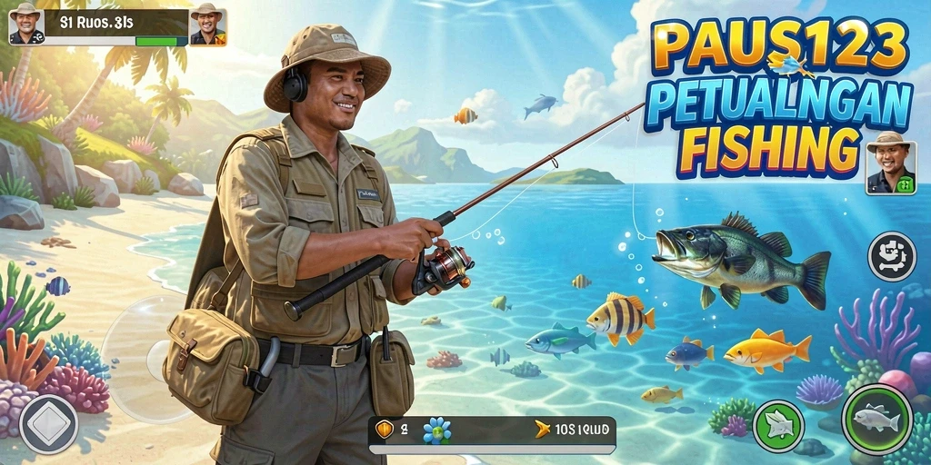 Screenshot gameplay PAUS123 dengan tampilan memancing yang menawan.