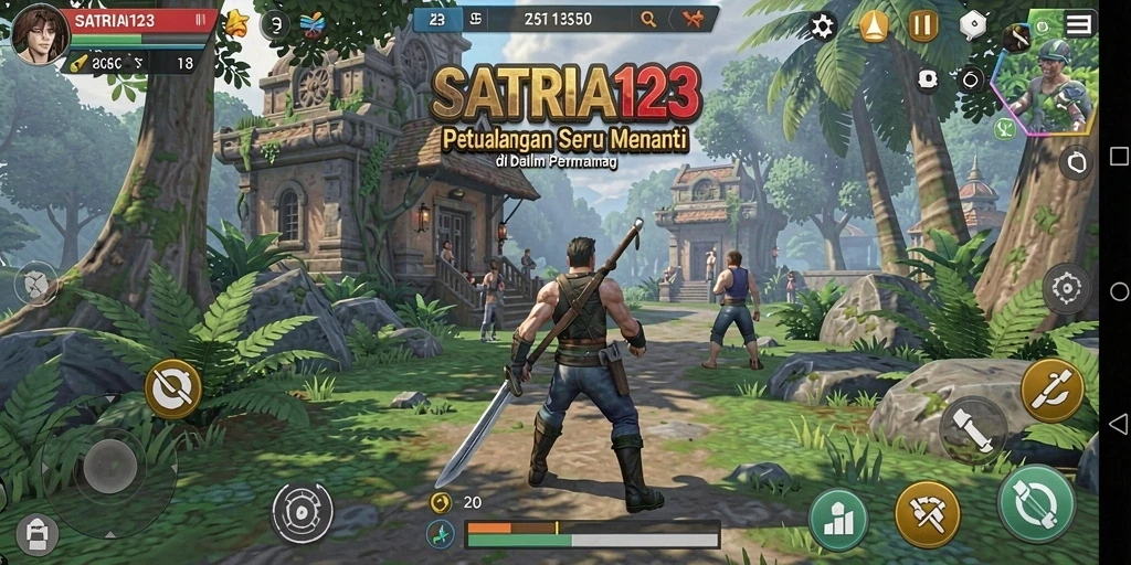 Tampilan gameplay seru dari SATRIA123 menampilkan aksi petualangan yang mendebarkan.
