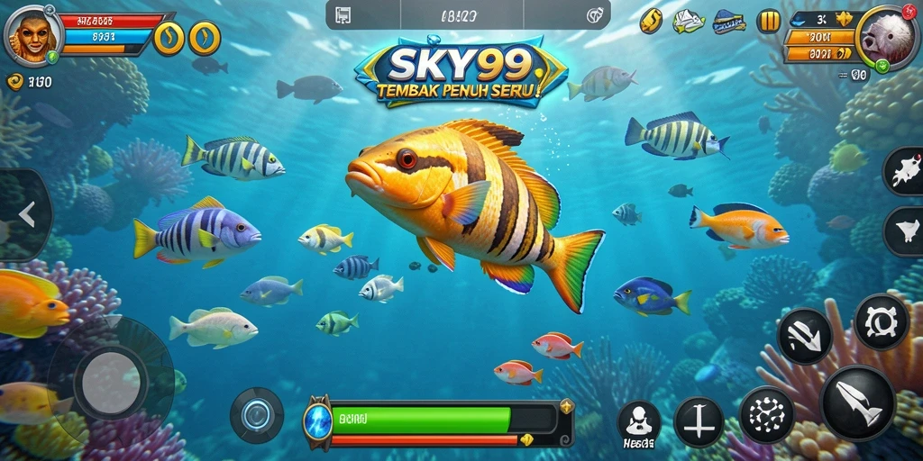 Tampilan menakjubkan dari gameplay Tembak Ikan di SKY99.