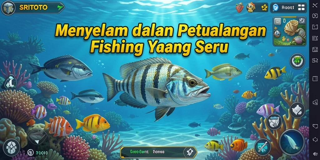 Screenshot gameplay SRITOTO yang menunjukkan aksi memancing yang seru.