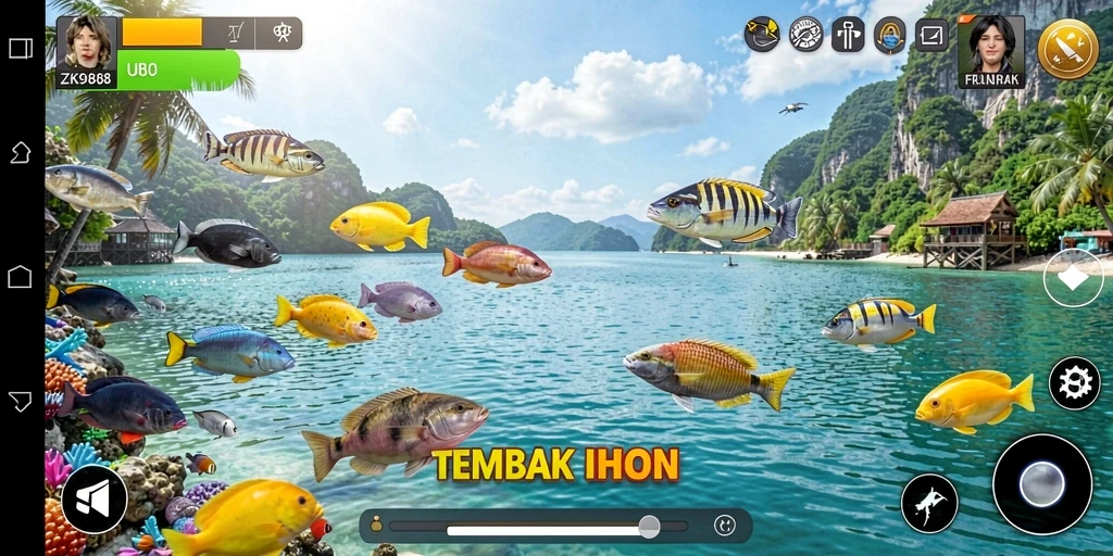 Tampilan menarik dari gameplay ZK988 yang penuh aksi menembak ikan.